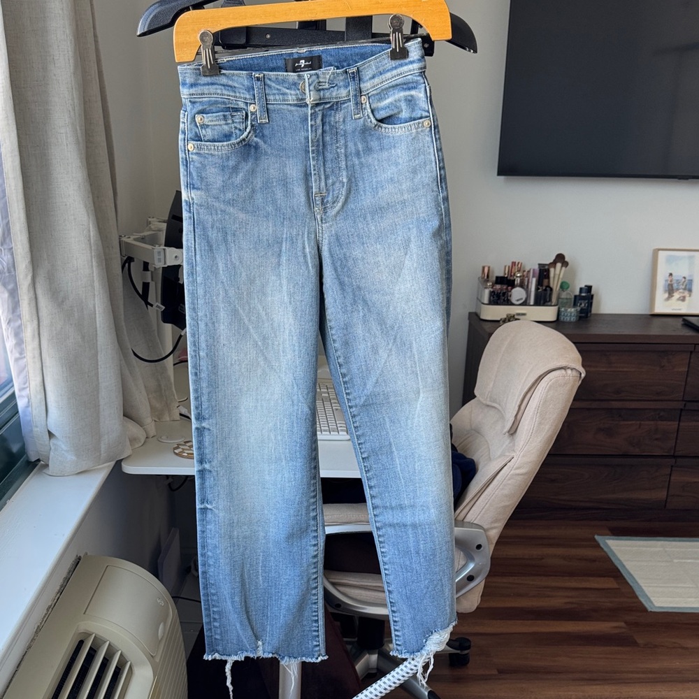 7 For All Mankind Light Blue Cropped Jeans